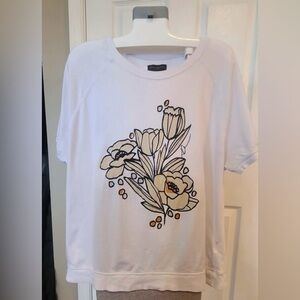 Donna Karan White Floral Graphic Tee